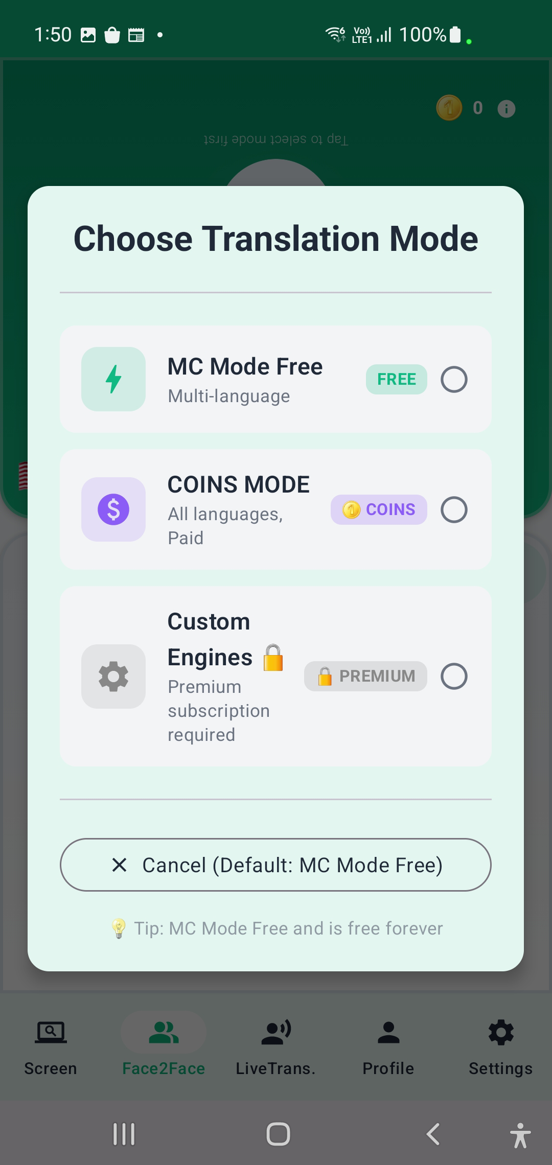 Mode Selection